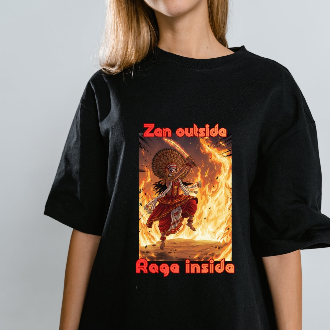 Zen Outside Rage Inside - Theyyam Oversized T-Shirt