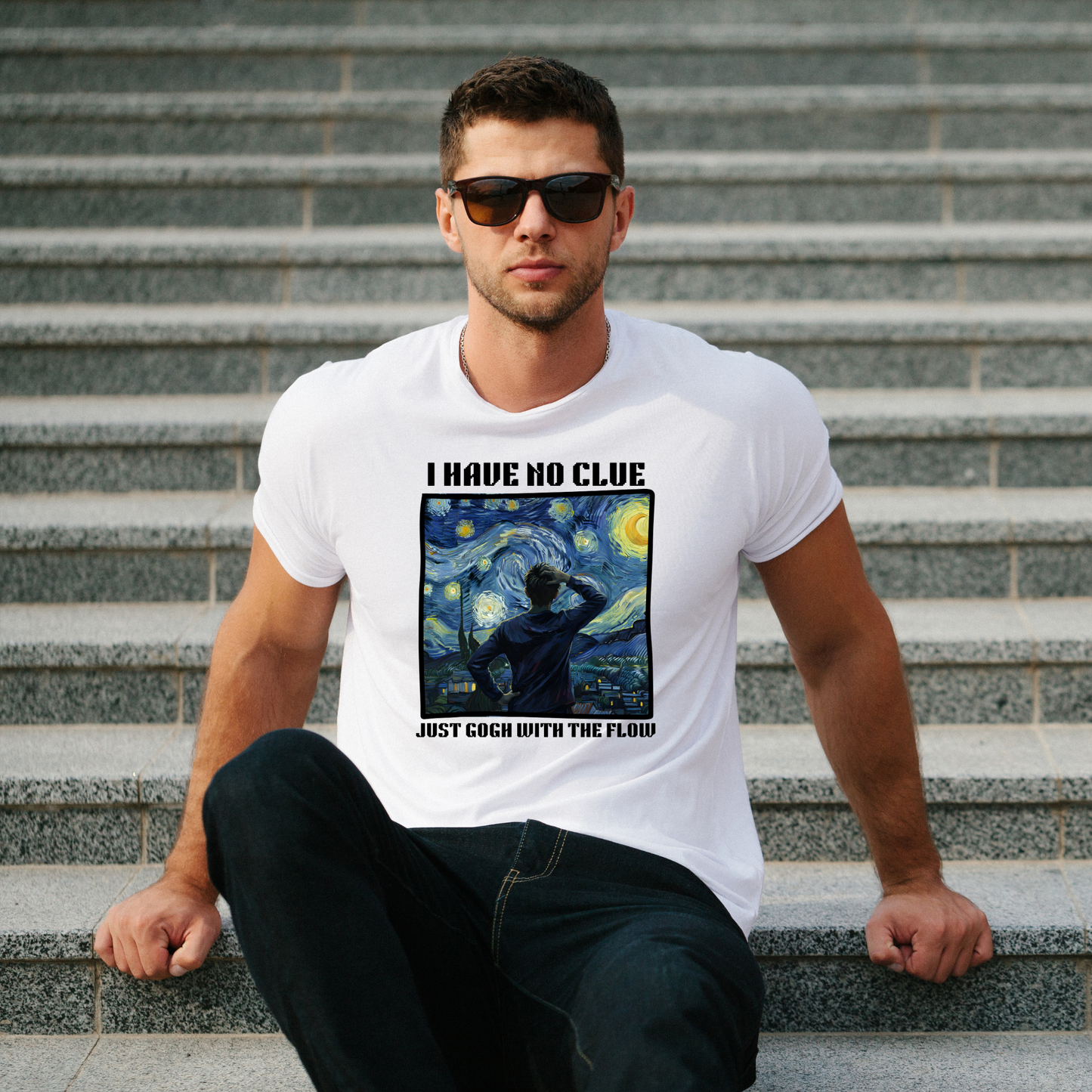 Just Gogh With The Flow - Van Gogh Parody Oversized T-Shirt