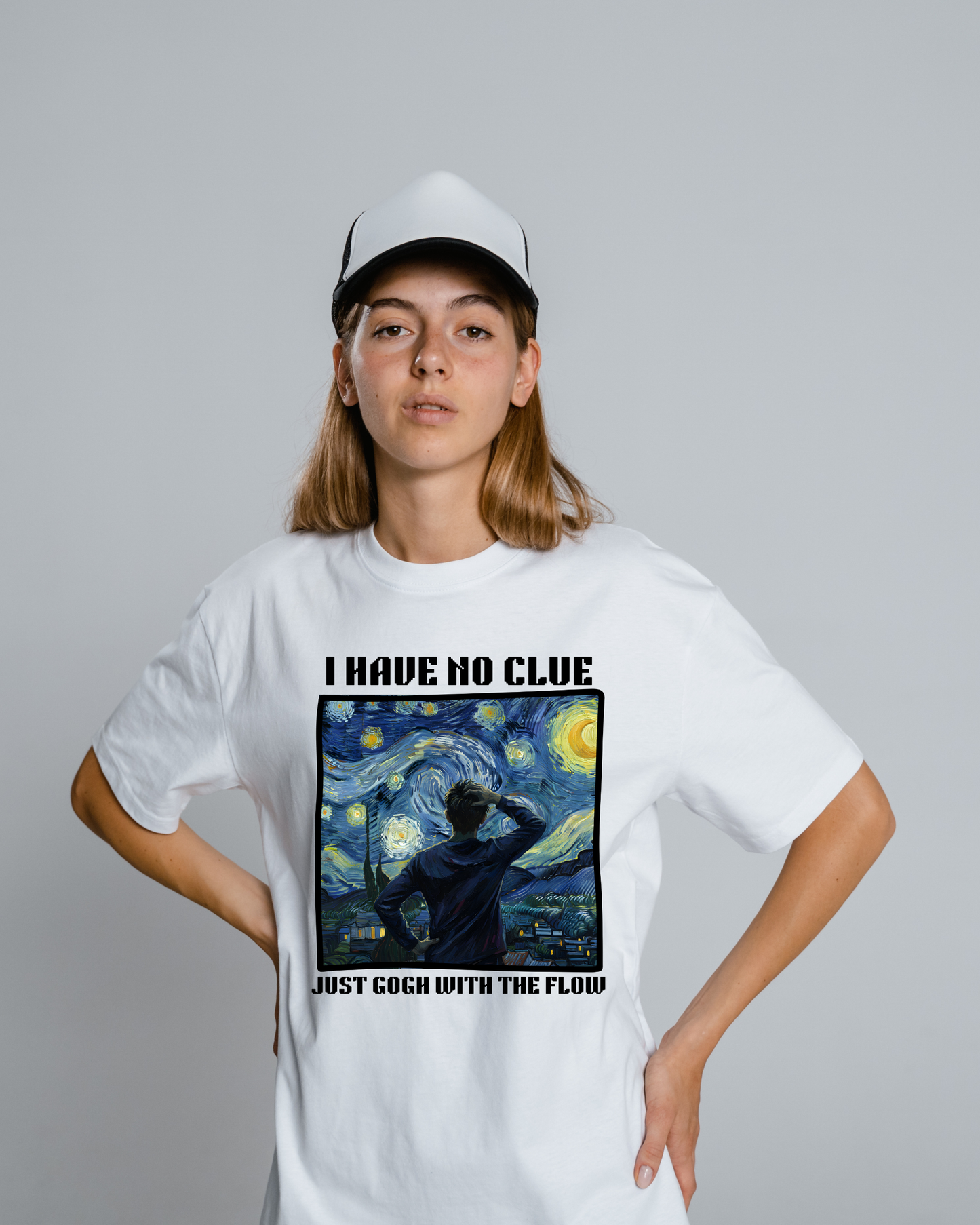 Just Gogh With The Flow - Van Gogh Parody Oversized T-Shirt